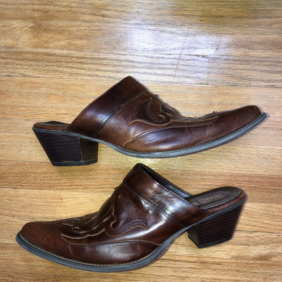 Rockin Leather Cowboy Mule Slides Handmade Sz 8 - Picture 2 of 4